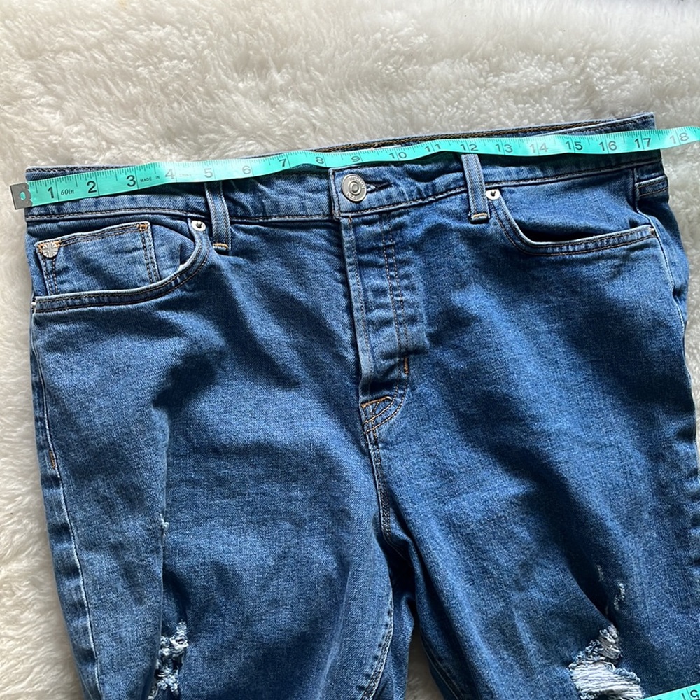 Hudson Riley Luxe Crop Relaxed Straight Raw Hem Button Fly Distressed Jeans 32 - Picture 5 of 15